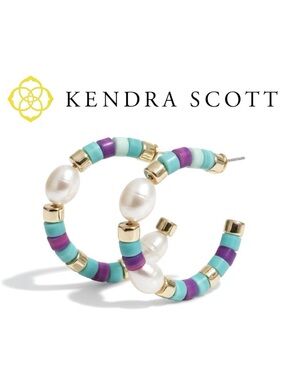 NWT Kendra Scott Rachel Pearl Beaded Hoop Earrings